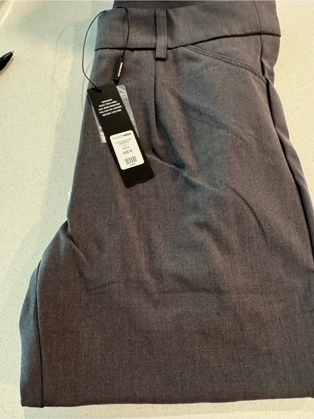 NWT Fashion Nova High-Waist Wide-Leg Pants in Charcoal - Picture 3 of 3